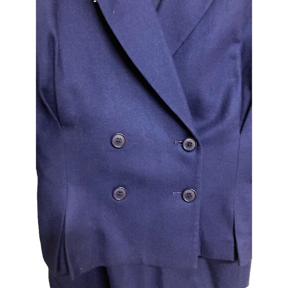 Women's VTG Christian Dior Pencil Skirt Suit Set Double Breasted Blue Sz 8 FLAWS - Picture 4 of 8
